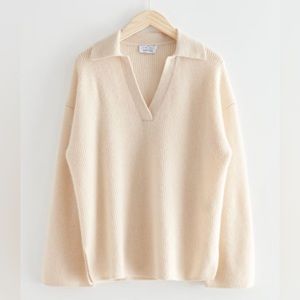 & Other Stories NWT Wool Knit Polo Sweater - cream, S, never worn